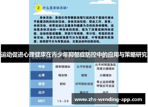 运动促进心理健康在青少年抑郁症防控中的应用与策略研究